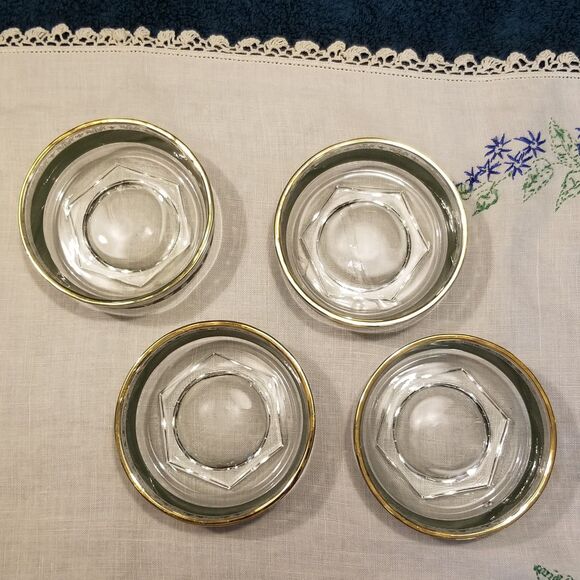 Vintage Jeannette Glass Green Hellenic Grecian Motif Fruit / Salad Bowl set of 4 - Picture 3 of 11